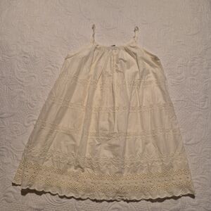 Gap girls size 8 light yellow lined tunic length dress eyelet embroidery VGUC